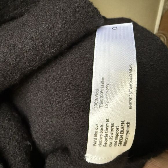 Eileen Fisher Black  Leather Wrap Sweater Jacket 100% Wool Plus Size  2X - Picture 6 of 6